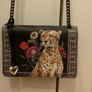 Brighton Black and Brown Cheetah Crossbody Bag